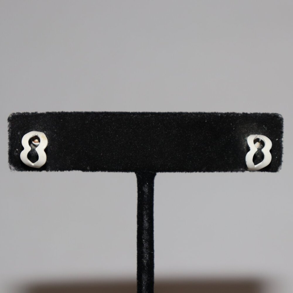 🤍✨ Petite Vintage White Half Hoop Earrings · Metal · Post · 3/8" Tall · minimal